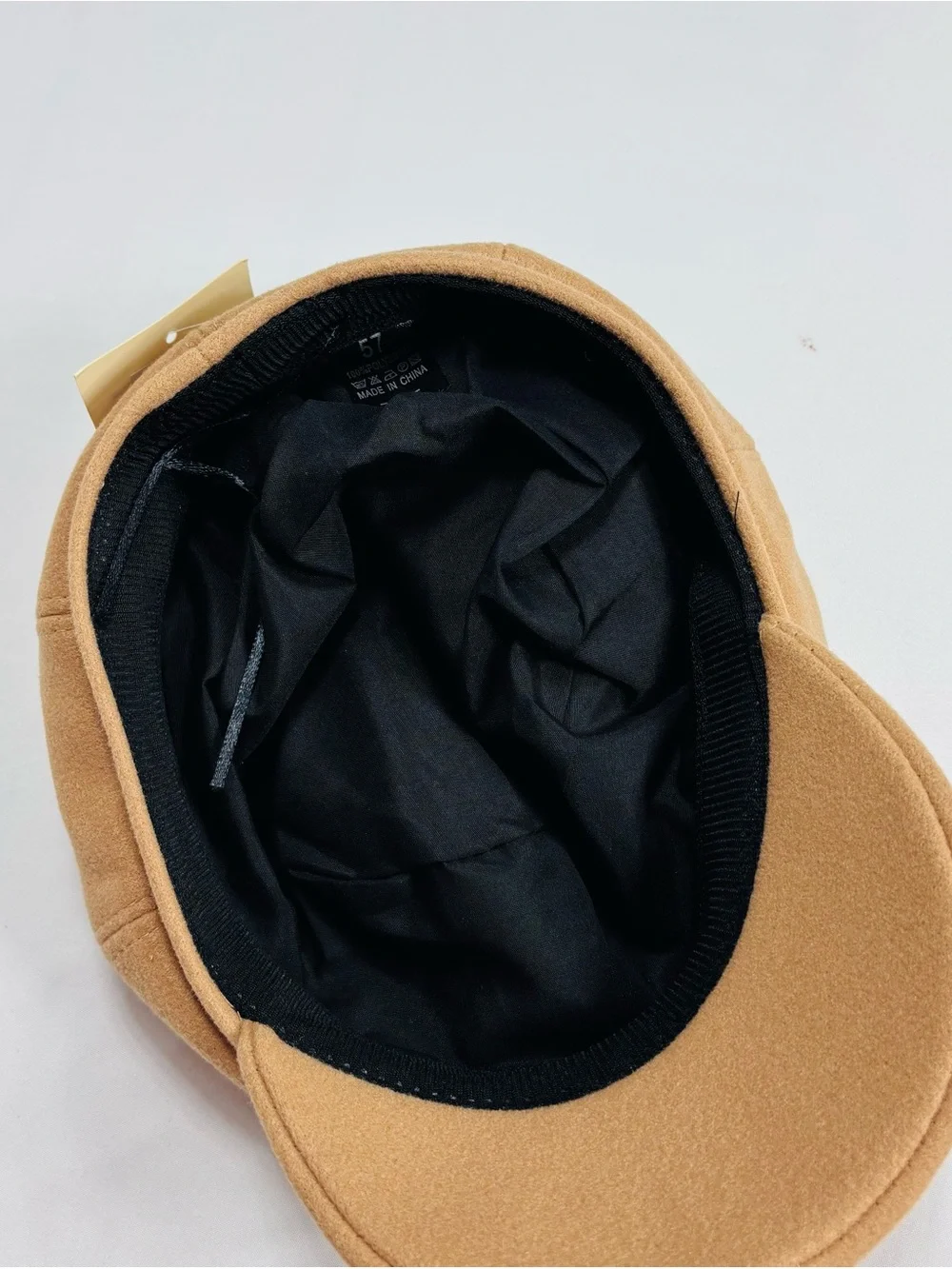 Wool Blend Tan Baker Boy Cap - Unbranded H033